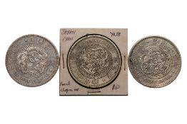 JAPAN - 1 YEN MEIJI YEAR 13 (1880); YEAR 15 (1882); YEAR 18 (1885) (3)
