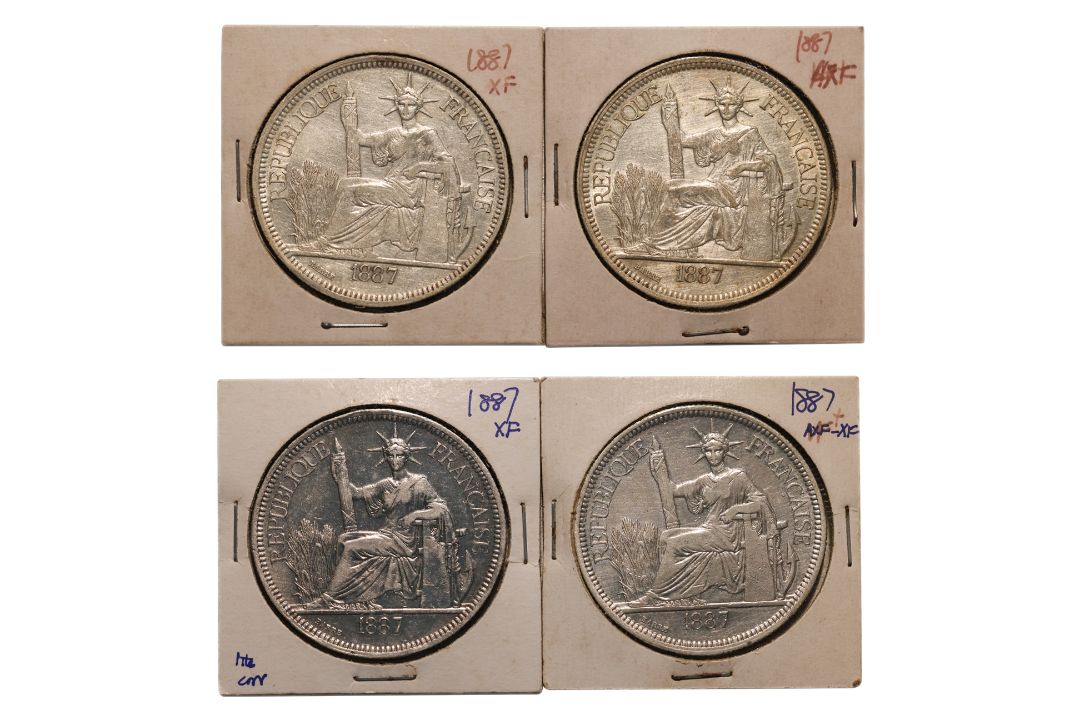 FRENCH INDOCHINA 1 PIASTRE DE COMMERCE 1887 A (4) - Image 1 of 2