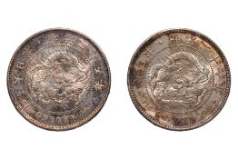 JAPAN - 1 YEN MEIJI YEAR 25 (1892); YEAR 26 (1893) (2)