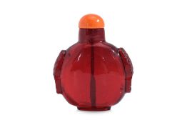 A RUBY-RED GLASS SNUFF BOTTLE