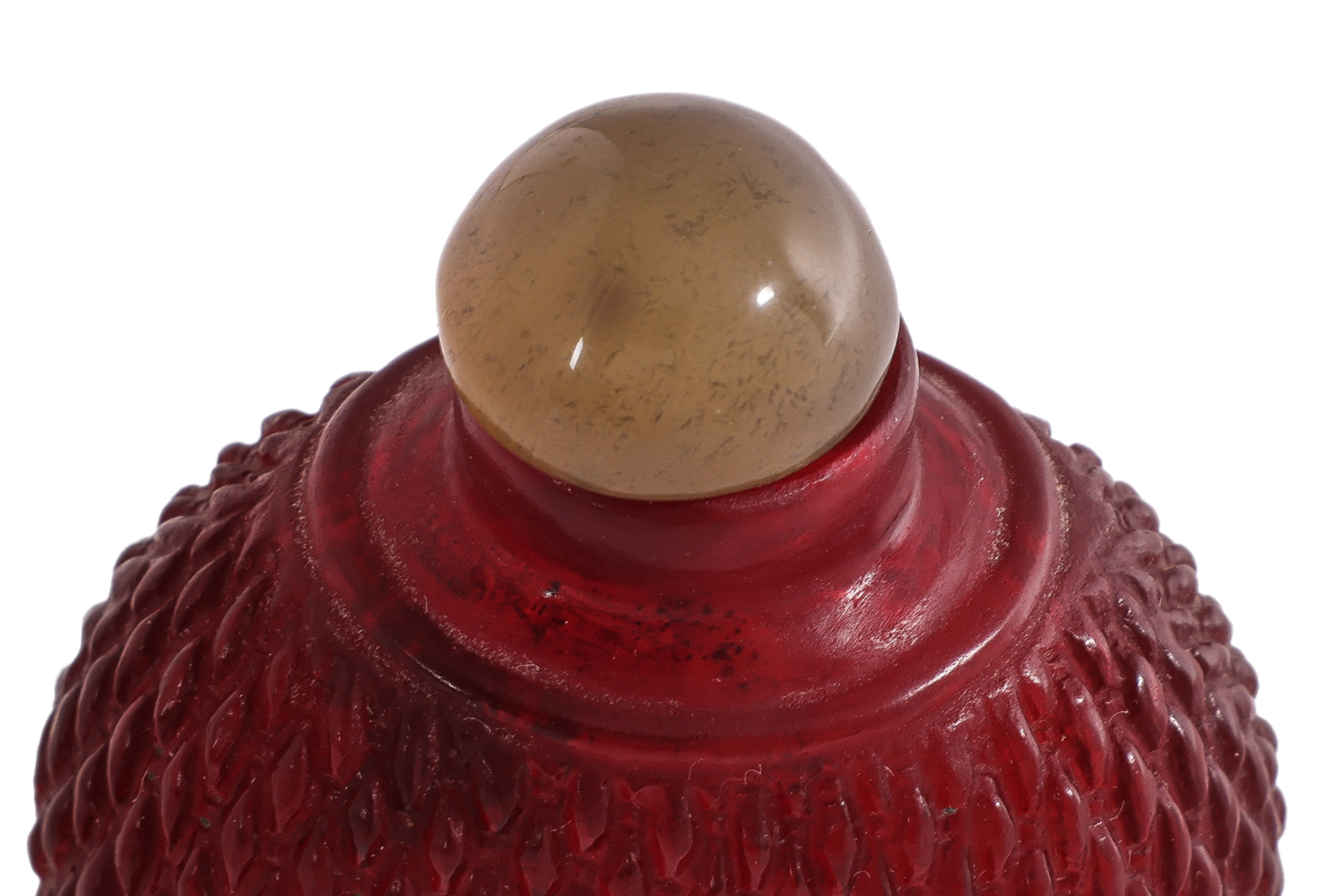 A RUBY RED GLASS BASKET WEAVE SNUFF BOTTLE - Image 3 of 3