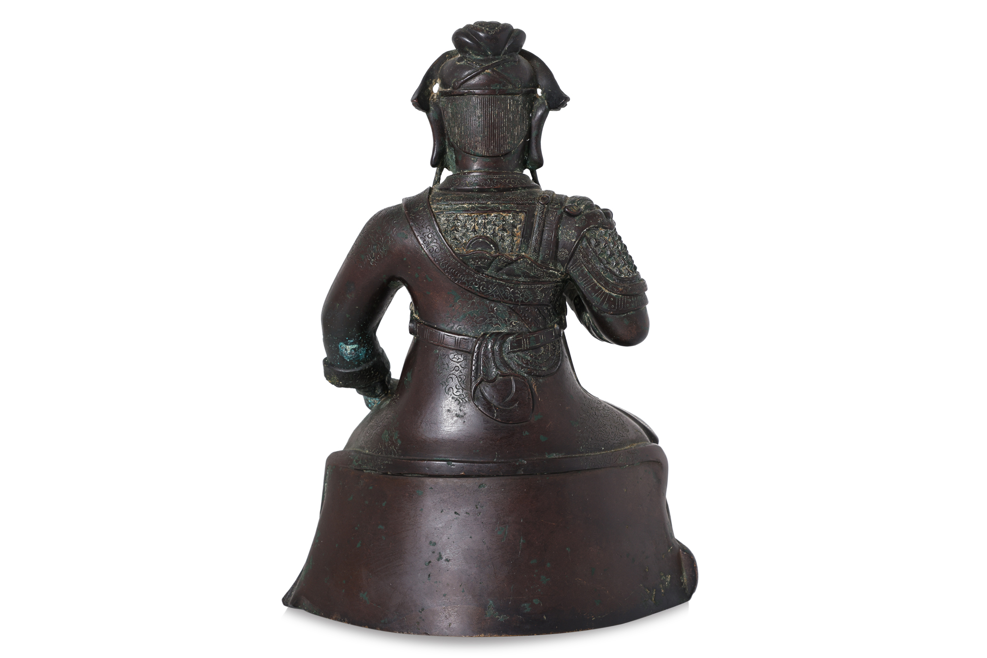 A SEATED BRONZE FIGURE OF GUANDI - Image 3 of 6