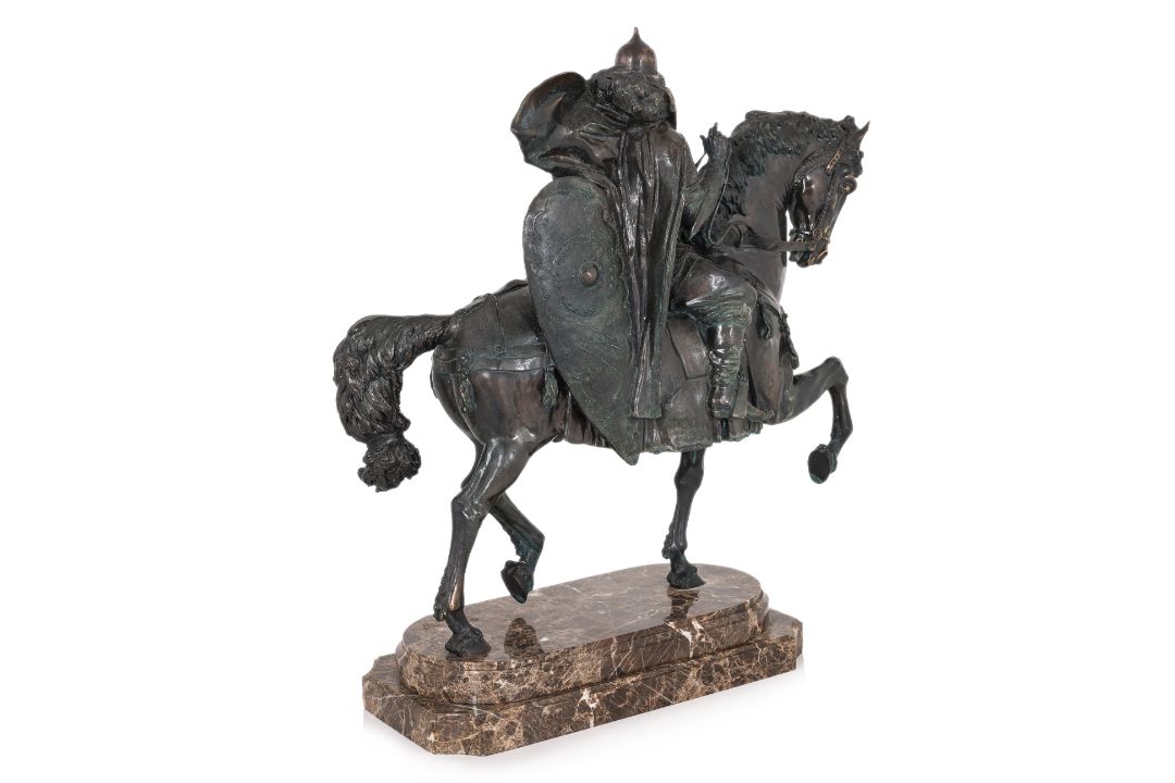 A LARGE BRONZE MODEL OF A SLAVIC KNIGHT ON HORSEBACK - Image 3 of 4