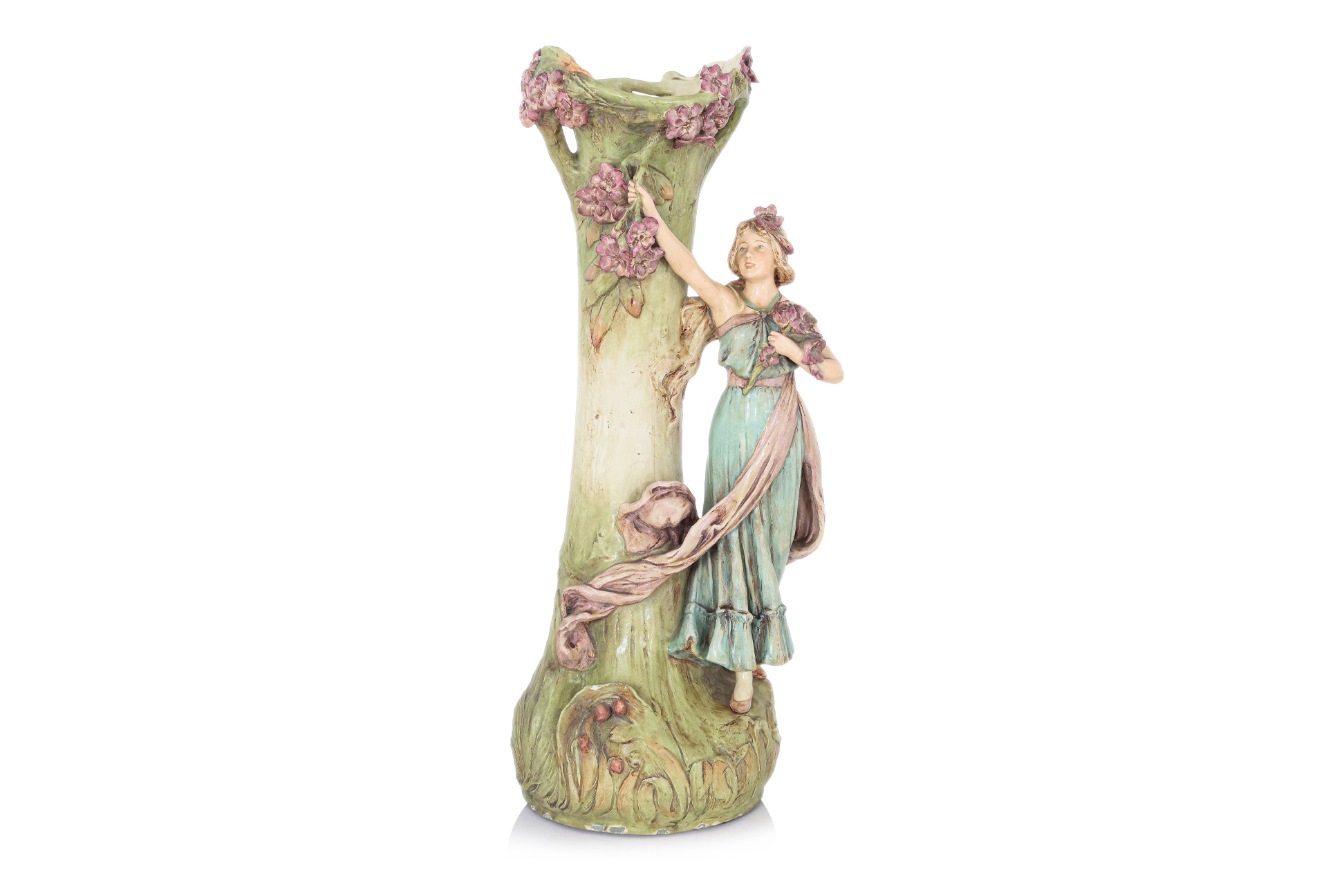 A LARGE ART NOUVEAU FIGURAL PORCELAIN VASE