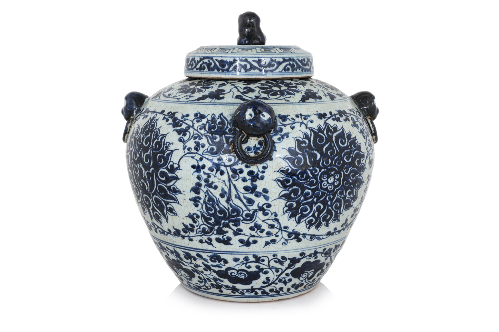 A LARGE BLUE AND WHITE JAR AND COVER - Image 4 of 4
