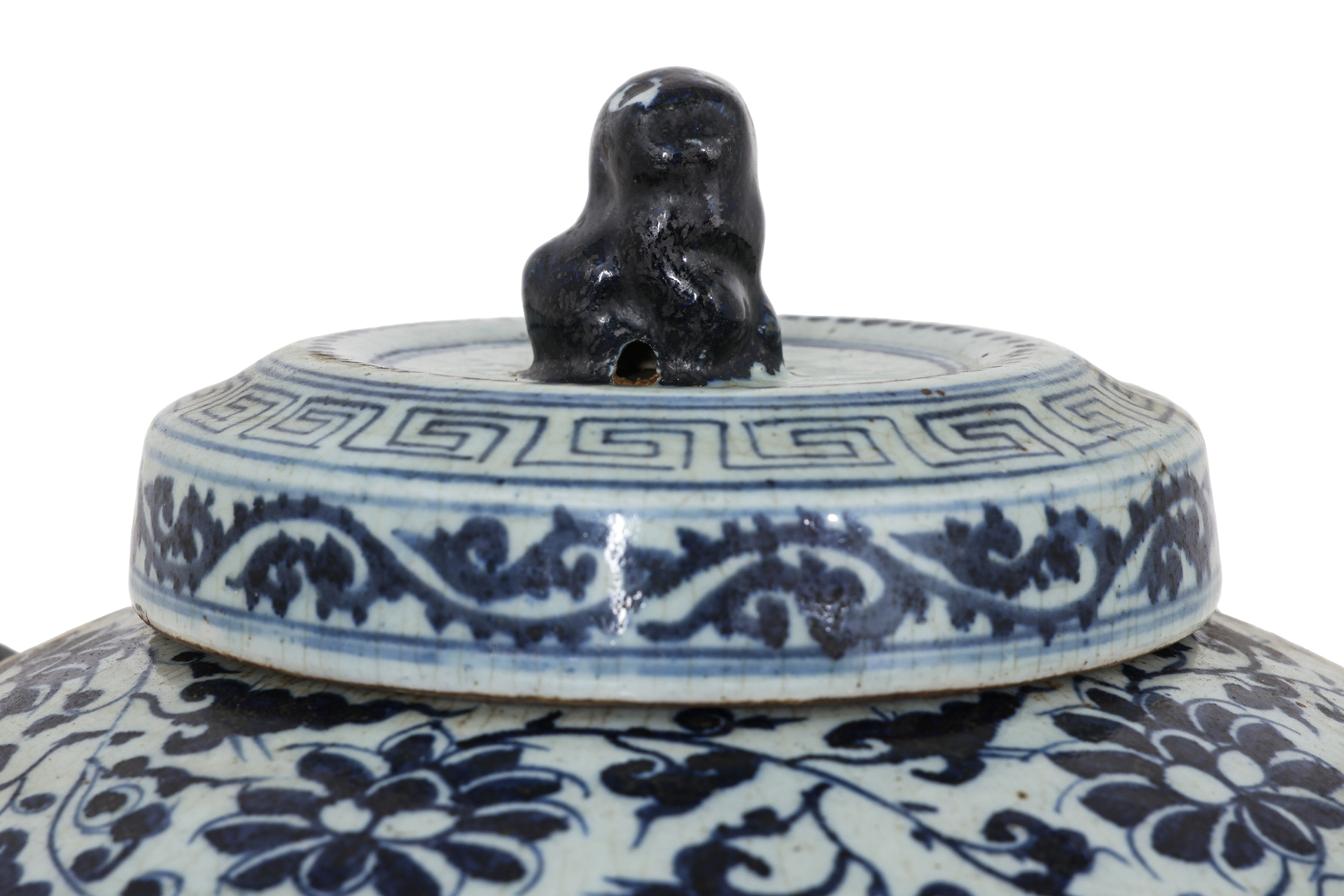 A LARGE BLUE AND WHITE JAR AND COVER - Image 3 of 4