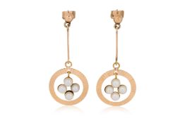 A PAIR OF AKOYA CULTURED PEARL DROP EARRINGS