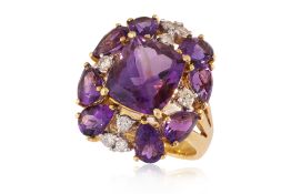 AN AMETHYST AND DIAMOND RING
