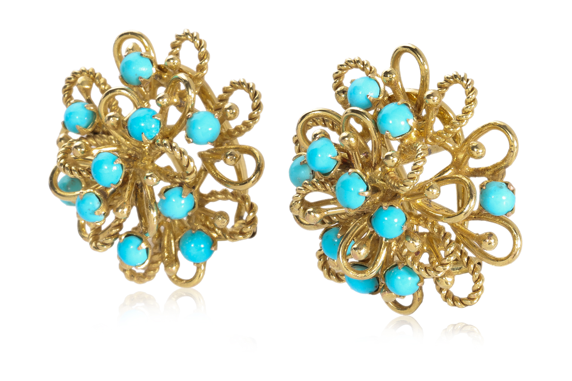 A PAIR OF TURQUOISE BEAD EARRINGS - Image 2 of 2