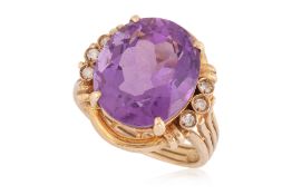 AN AMETHYST AND DIAMOND RING