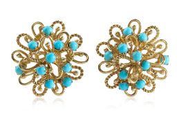A PAIR OF TURQUOISE BEAD EARRINGS