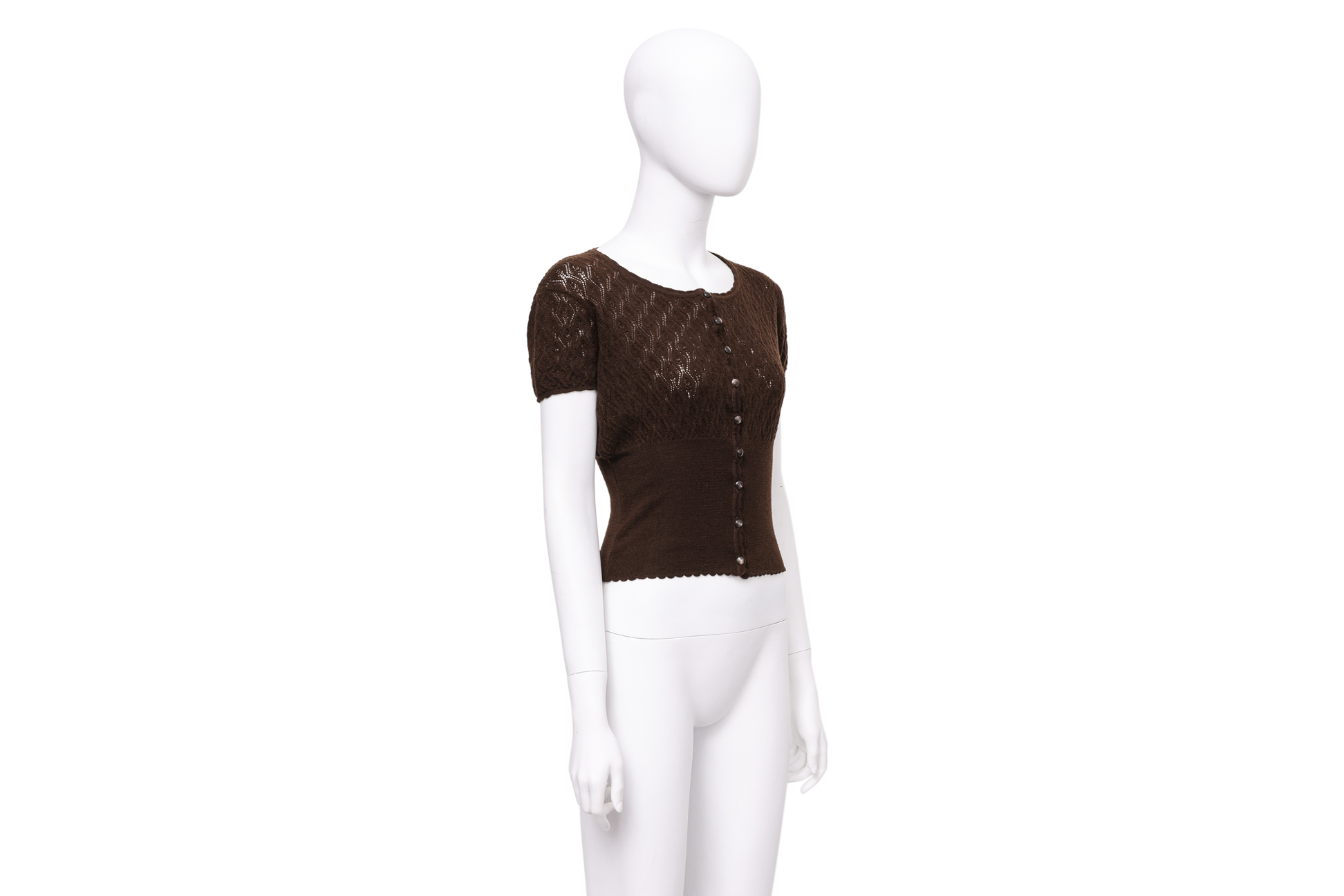 A CHRISTIAN DIOR BROWN KNIT TOP BY JOHN GALLIANO - Image 3 of 3