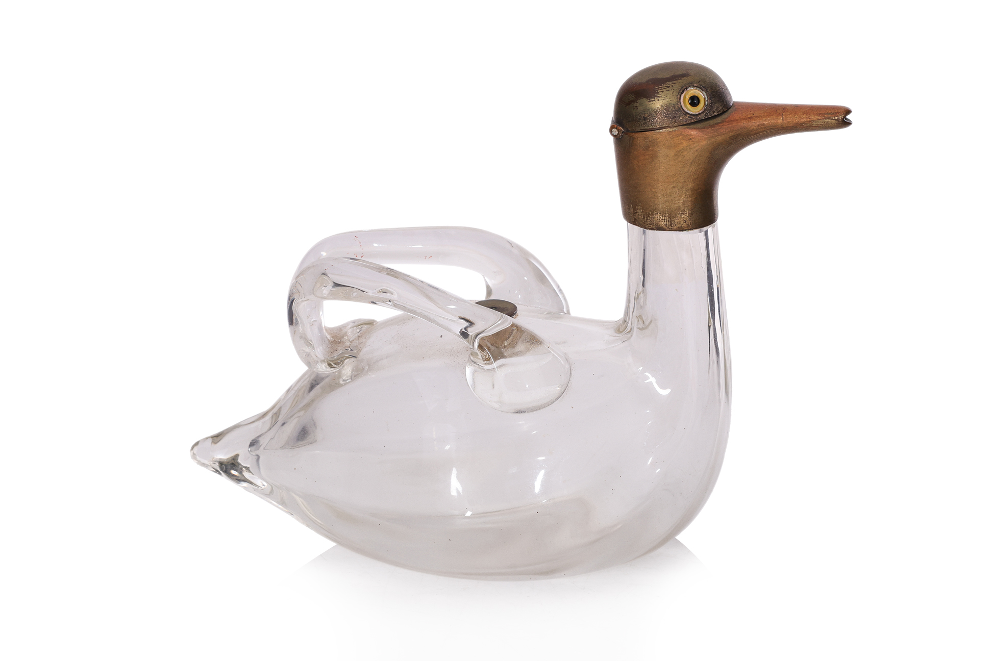 A NOVELTY LATE VICTORIAN GLASS DUCK FORM JUG / EWER - Image 2 of 3