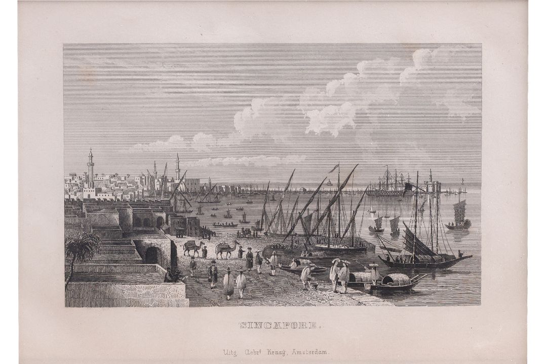 A MID 19TH CENTURY PRINT OF SINGAPORE - Image 1 of 2