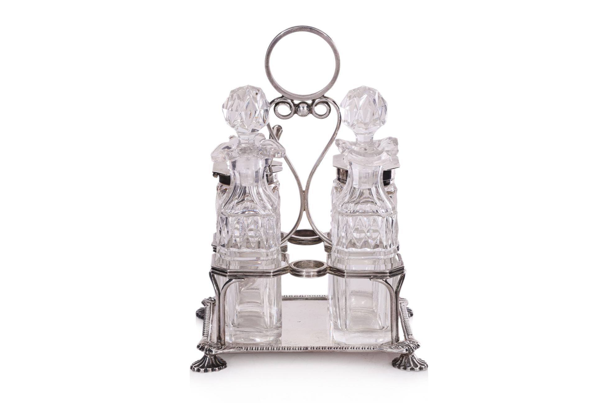 A LATE VICTORIAN ENGLISH SILVER AND CUT GLASS CRUET SET - Image 2 of 3
