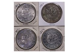 JAPAN - 1 YEN MEIJI YEAR 22 (1890 ALTERED); YEAR 30 (1897); YEAR 38 (1905); YEAR 39 (1906)