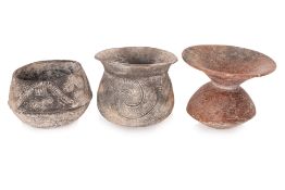 A GROUP OF THREE BAN CHIANG STYLE POTTERY VESSELS (2)
