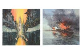 TWO FILIPINO WORKS ON CANVAS (MID 20TH CENTURY)