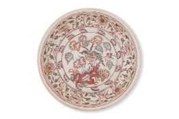 A VIETNAMESE POLYCHROME BIRD DISH