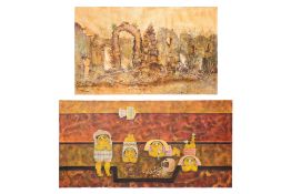 TWO LARGE FILIPINO WORKS ON CANVAS (MID 20TH CENTURY)