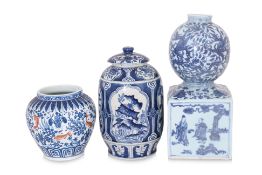 A GROUP OF THREE BLUE AND WHITE WARES