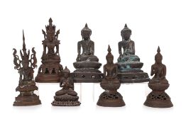 A GROUP OF BURMESE BRONZE BUDDHA STATUES