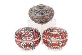THREE CIRCULAR BOXES AND COVERS