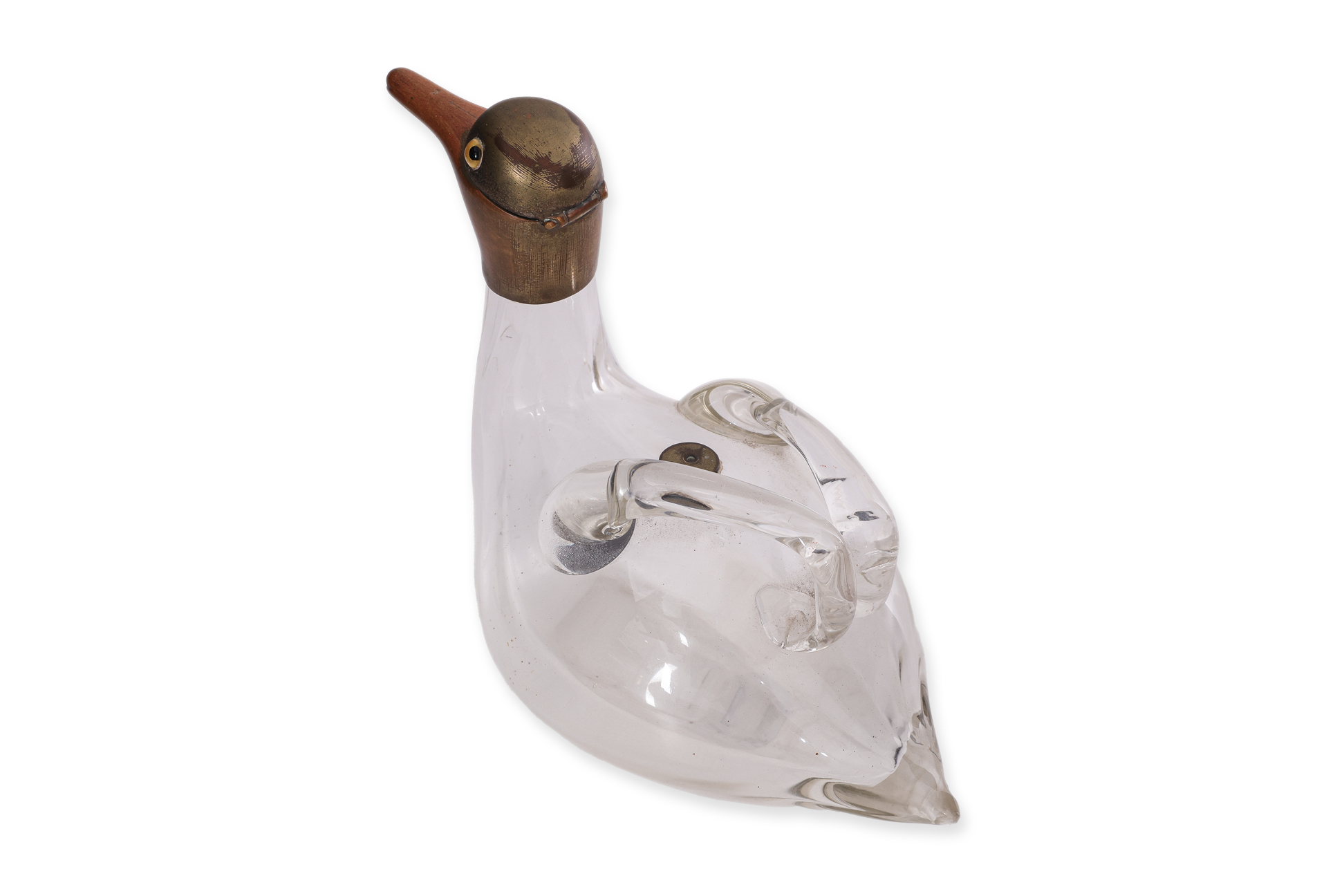 A NOVELTY LATE VICTORIAN GLASS DUCK FORM JUG / EWER - Image 3 of 3