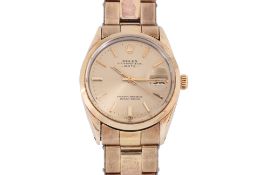 A ROLEX OYSTER PERPETUAL DATE GOLD PLATED AUTOMATIC BRACELET WATCH