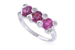 AN UNHEATED BURMESE RUBY AND DIAMOND RING
