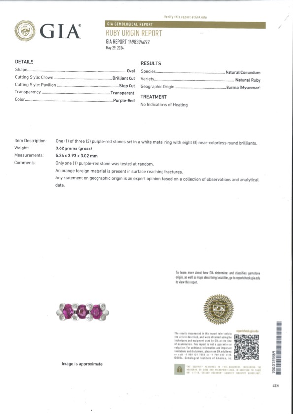 AN UNHEATED BURMESE RUBY AND DIAMOND RING - Image 4 of 4
