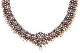 AN ANTIQUE INDIAN DIAMOND AND PEARL NECKLACE