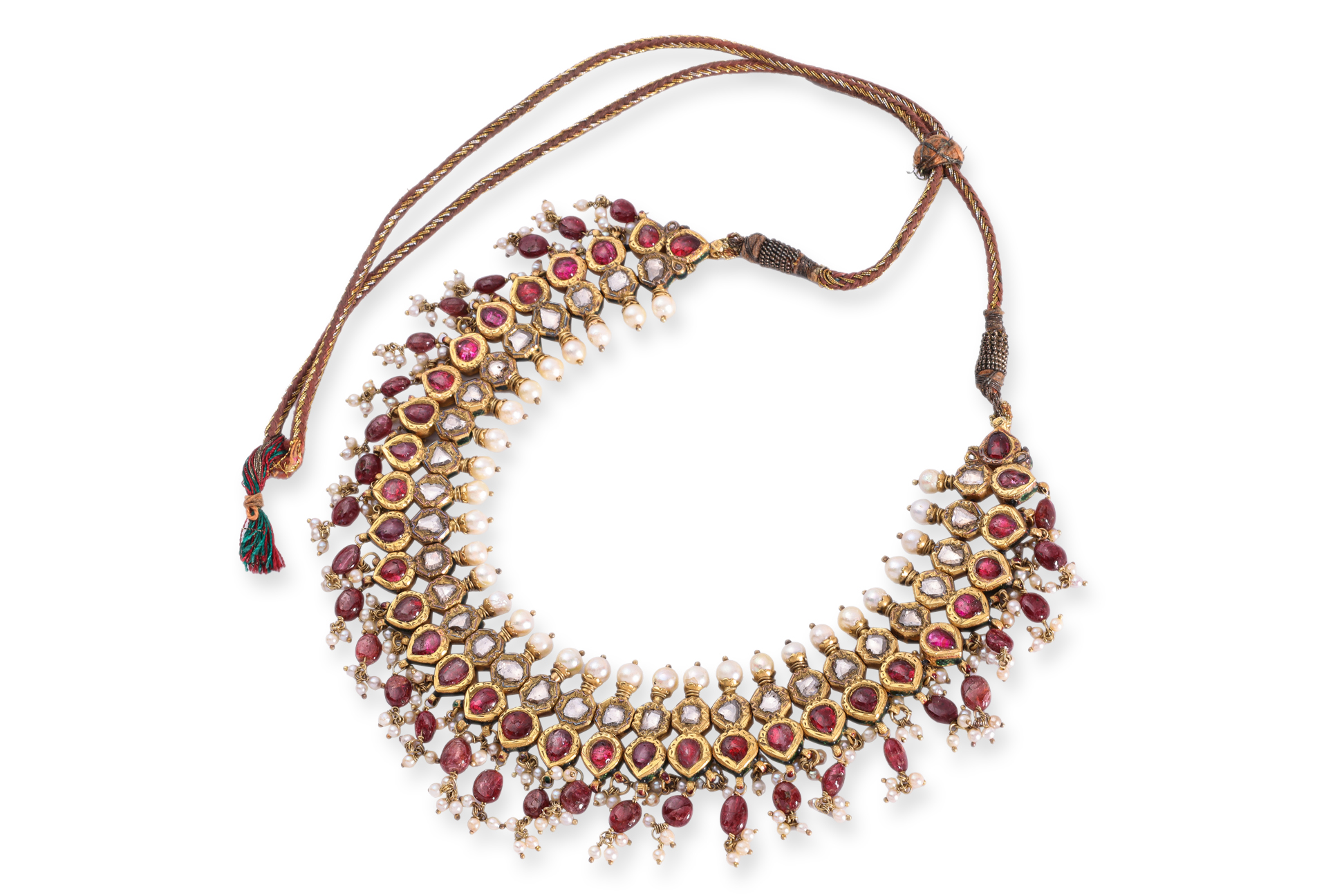 AN INDIAN RUBY, DIAMOND AND PEARL CHOKER - Image 2 of 11