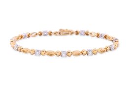 A HIGH KARAT GOLD DIAMOND 'BOW' BRACELET