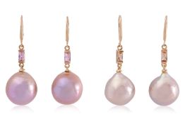 TWO PAIRS OF FRESHWATER CULTURED PEARL EARRINGS