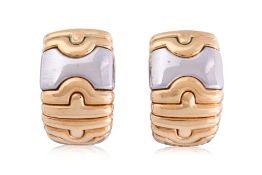 A PAIR OF TWO TONE 'PARENTESI' CLIP-ON EARRINGS BY BVLGARI