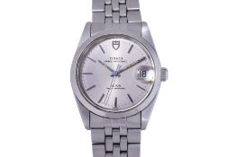 A TUDOR PRINCE OYSTERDATE AUTOMATIC STAINLESS STEEL BRACELET WATCH
