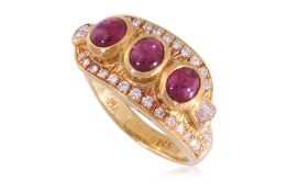 A RUBY AND DIAMOND RING