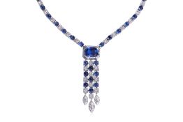 AN UNHEATED SRI LANKAN SAPPHIRE AND DIAMOND NECKLACE BY BULGARI