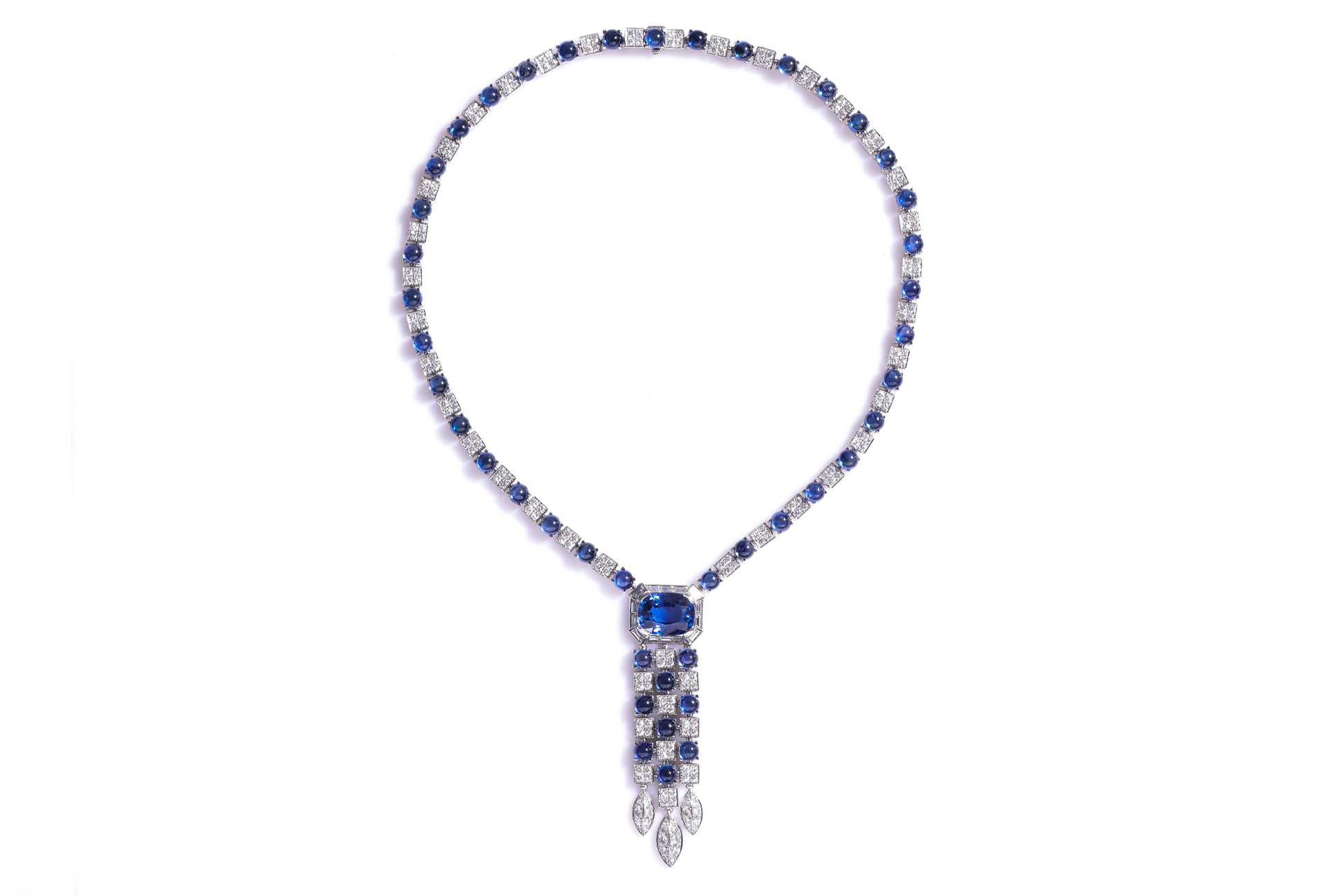 AN UNHEATED SRI LANKAN SAPPHIRE AND DIAMOND NECKLACE BY BULGARI - Image 6 of 13