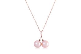 A FRESHWATER CULTURED PEARL AND DIAMOND PENDANT ON CHAIN