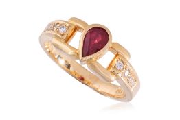 A RUBY AND DIAMOND RING