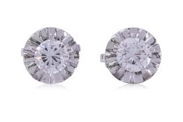A PAIR OF DIAMOND SCREW-BACK EARRINGS