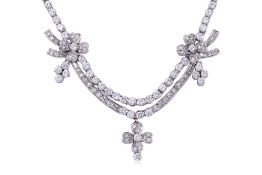 A DIAMOND 'GARLAND' PLATINUM NECKLACE