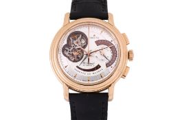 A ZENITH EL PRIMERO GOLD CHRONOMASTER T OPEN RETROGRADE AUTOMATIC WATCH