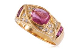 A RUBY AND DIAMOND RING