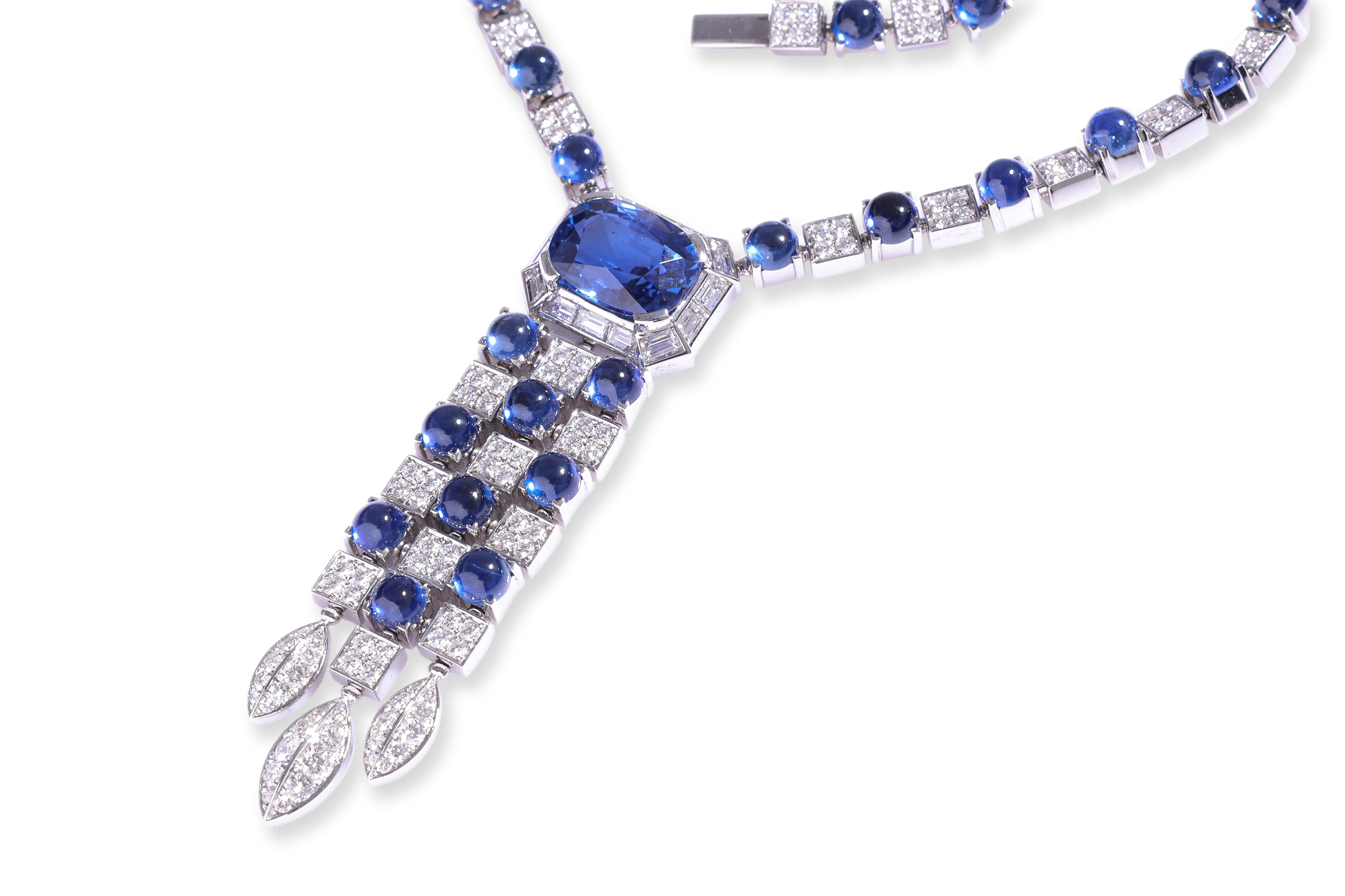 AN UNHEATED SRI LANKAN SAPPHIRE AND DIAMOND NECKLACE BY BULGARI - Image 8 of 13