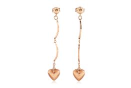 A PAIR OF 'HEART' DANGLE EARRINGS