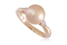 A SOUTH SEA CULTURED PEARL AND DIAMOND RING BY TASAKI