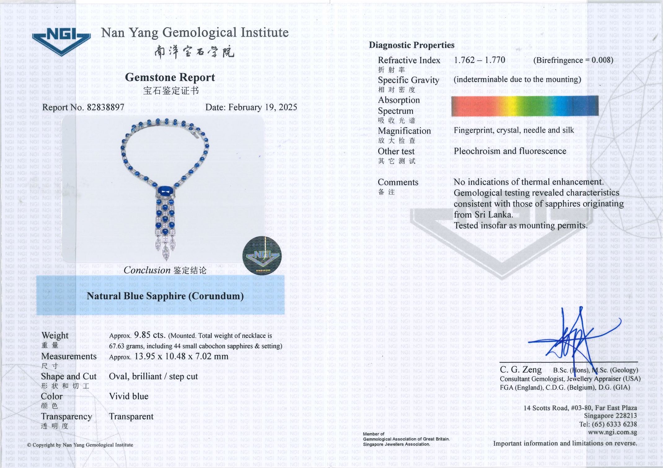 AN UNHEATED SRI LANKAN SAPPHIRE AND DIAMOND NECKLACE BY BULGARI - Image 10 of 13